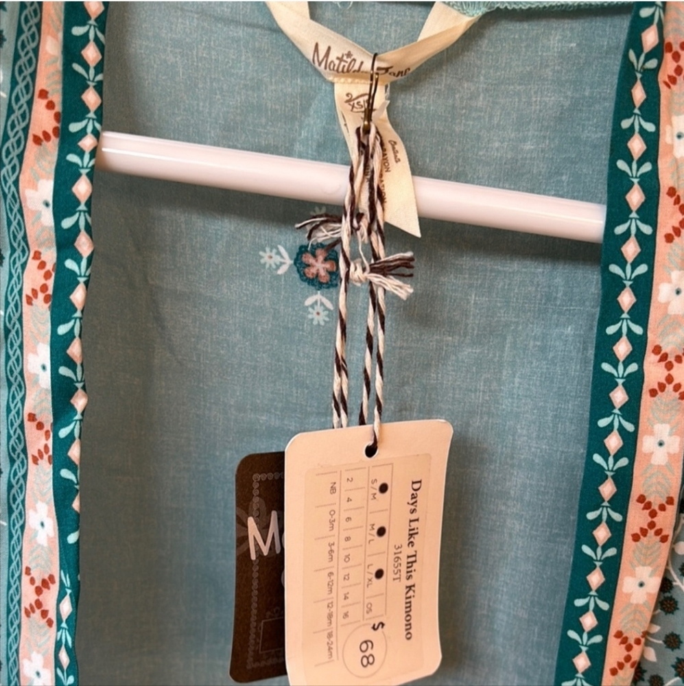 Matilda Jane Boho Green and Orange Kimono Open, Lightweight OS - Picture 2 of 8